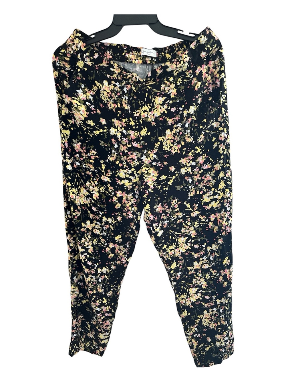 Jessica Simpson Black Floral Pull-On Joggers